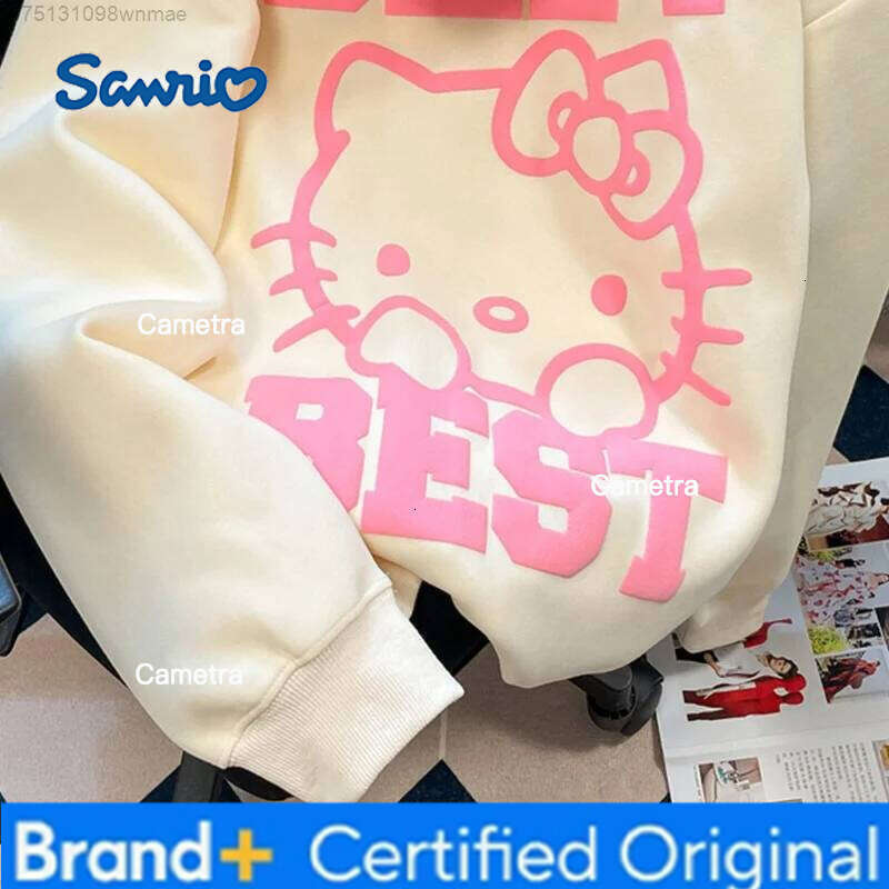 Sanrio Hello Kitty Hooded Sweater for Women, Oversize Zipper, Sweet Pink Hoodie, Cute Zip-up Outwear Clothes, Autumn H260112