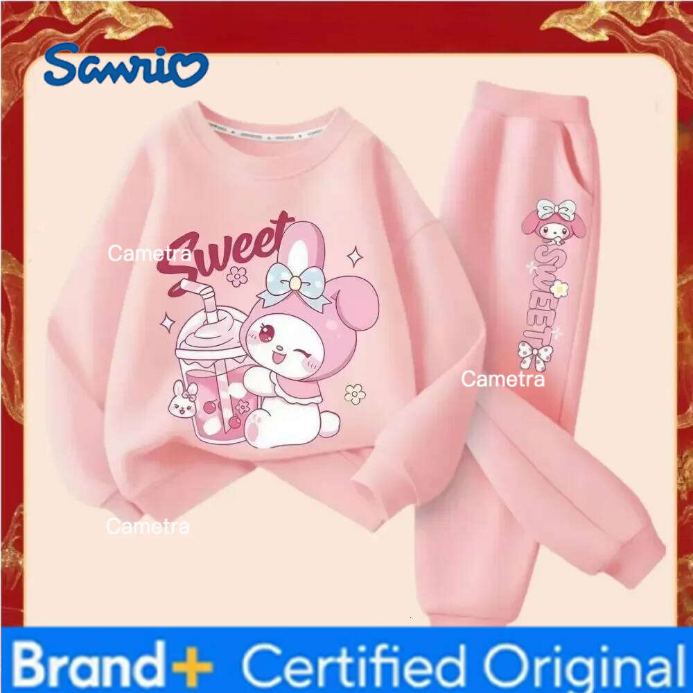 Sanrio Girl's Fashion Set Wear Cartoon My Melody Printed Tracksuits Spring Autumn Kid's Long Sleeve Sports 2Pcs Sweatshirt H260112