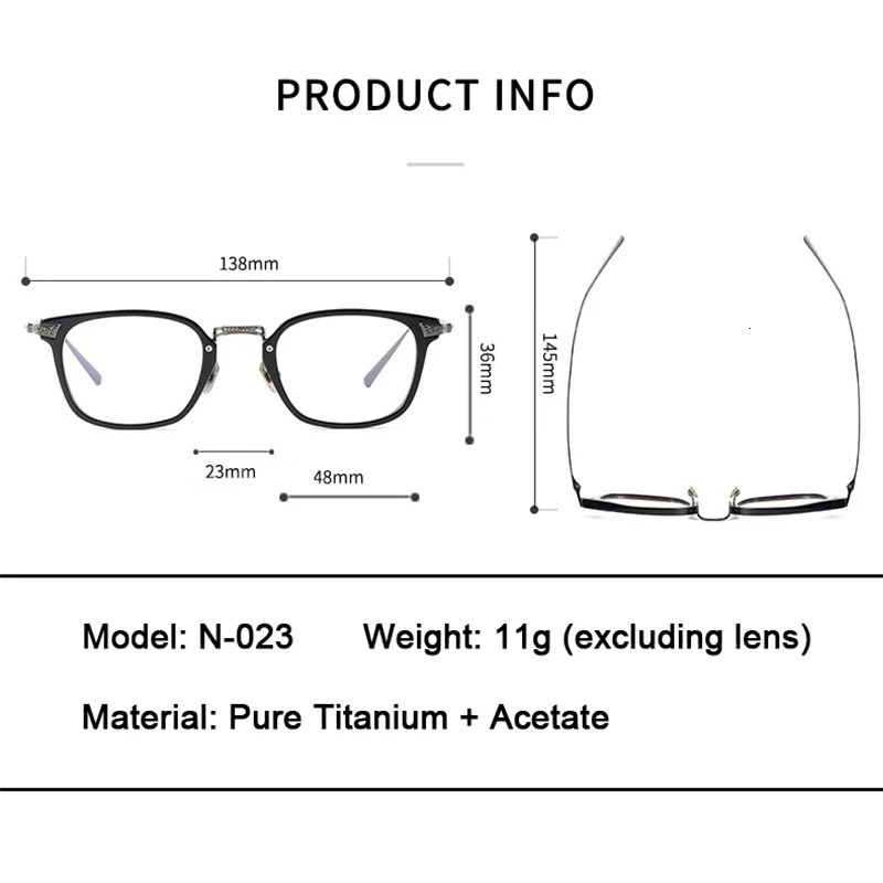 Japanese Same n Retro Square Men Glasses Frame High Quality Acetate Eyeglasses N023 Eyewear 260104