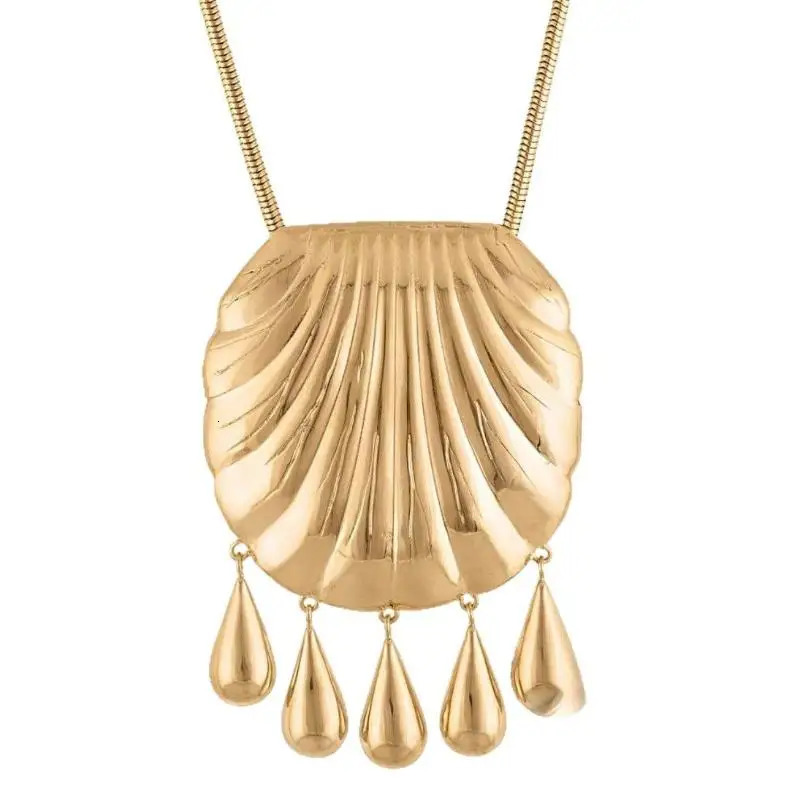 Europe American Gold Silver Large Shell Tassel Pendant High Quality Necklace Woman Fashion Jewelry Party Trend 260107