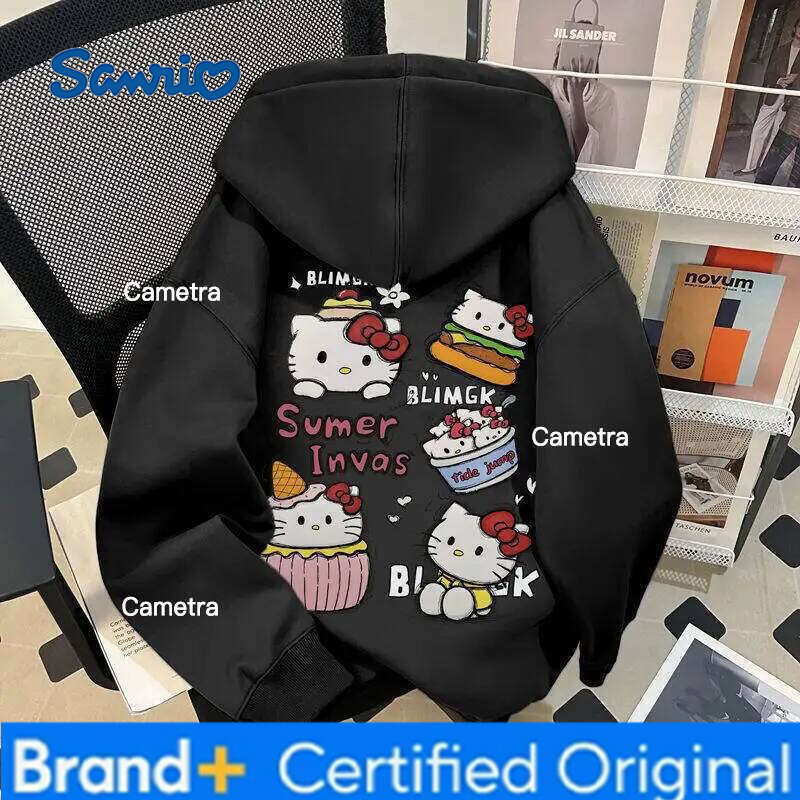 Sanrio Autumn Winter Cute Cartoon Hello Kitty Print Cotton Hoodies for Women Fashion Long Sleeve Sweatshirt Casual Pullover Couple Tops H260112