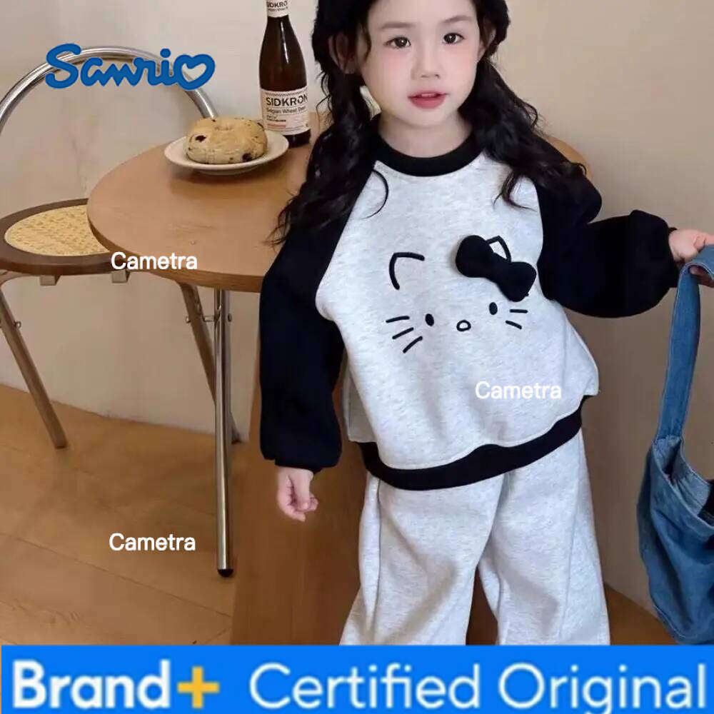Sanrio Hello Kitty Girls Thicken Sweatshirt Printing Long Sleeves Jacket Sweater Cute Hoodie Fleece Suit Child Sportswear H260112