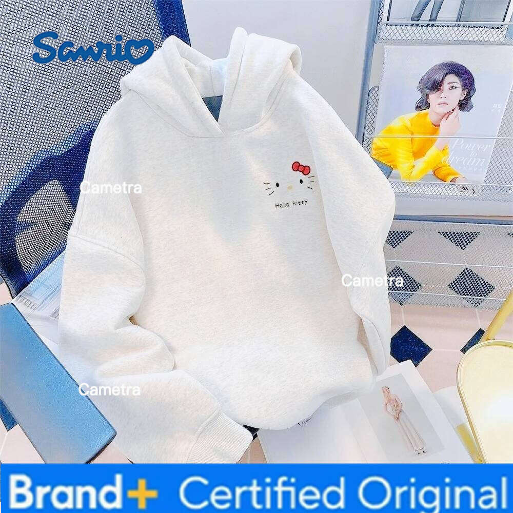 Sanrio Hello Kitty Letter Print Autumn and Winter Loose Fit Casual Versatile Fashion Children's Top Hooded Sweatshirt H2601121