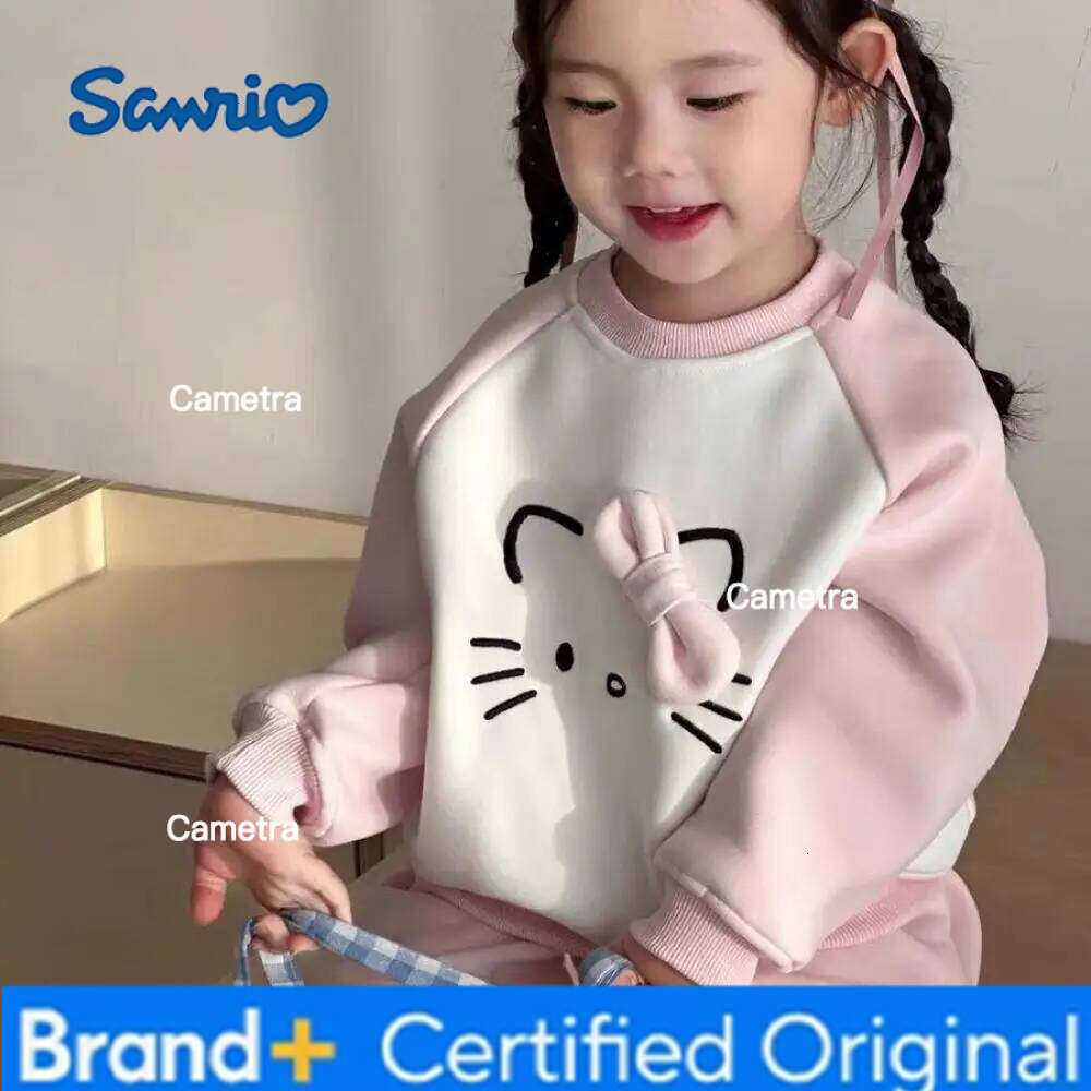 Sanrio Hello Kitty Girls Thicken Sweatshirt Printing Long Sleeves Jacket Sweater Cute Hoodie Fleece Suit Child Sportswear H2601121