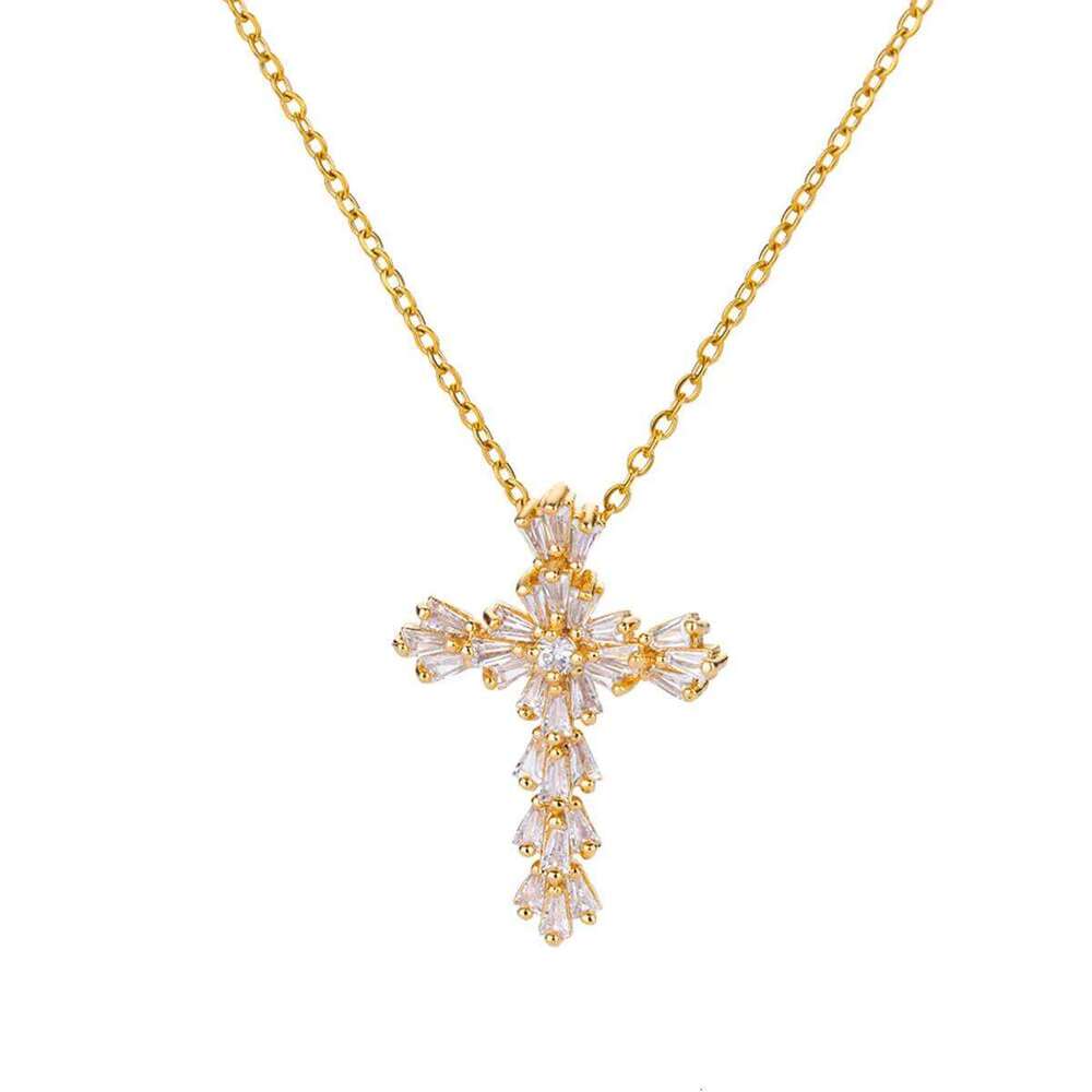 Luxury Zirconia Cross Pendant Necklace for Women Zircon Crystal Stainless Steel Chain Charm New Trend Aesthetic Jewerly collares H260112