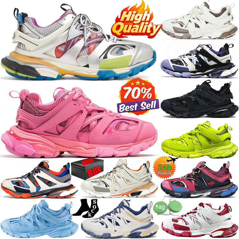 With box Top Designer Shoes Luxury Brand Men Women Track 3 3.0 black white Pink Casual Shoes Sneakers Leather Sneakers Nylon Print Platform Shoes Szie 36-45