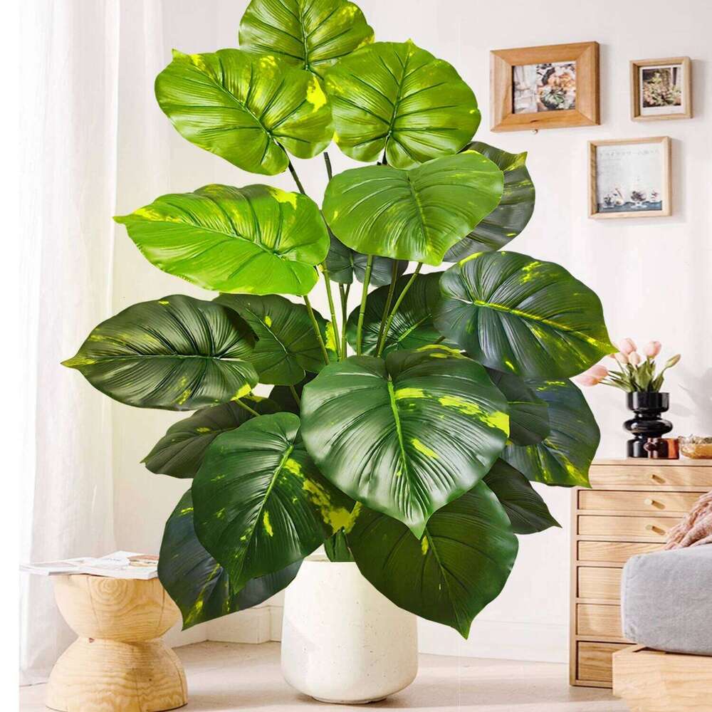 52-104cm40.94in Artificial Monstera Fake Palm Tree Plastic Turtle Leaf Green Plant for Home Garden Room Office Decor 26W0112