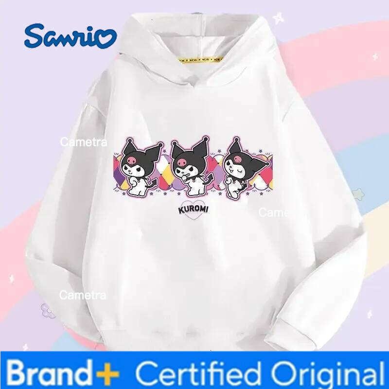 Sanrio Kawaii Kulomi Stylish Cute Children Hooded Sweatshirt Boy Girl Autumn Winter Daily Outdoor Vacation Casual Warm Soft Sportswear H260112