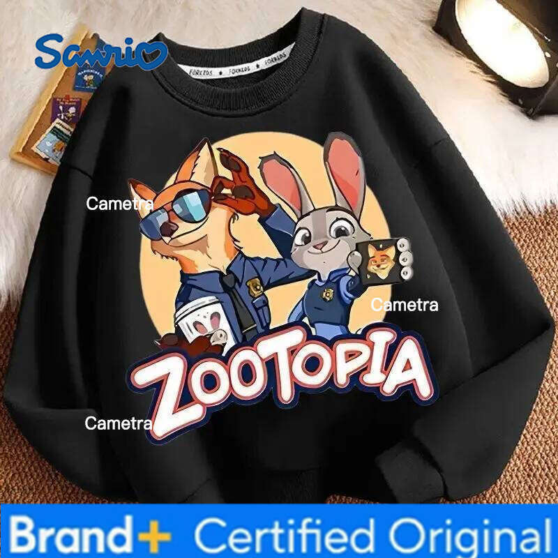 Sanrio Spring Kid Boy Clothes Children Girls Disney Zootopia 2 Judy Hopps Nick Wilde Print Sweatshirt Top Baby Cartoon Pullover H260112