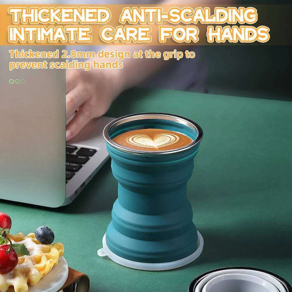 Portable Silicone Foldable Cup With Lanyard Heat Resistant Collapsible Cups Lid Folding Storage Travel Mug For Hot Water 26W0113 Z260202