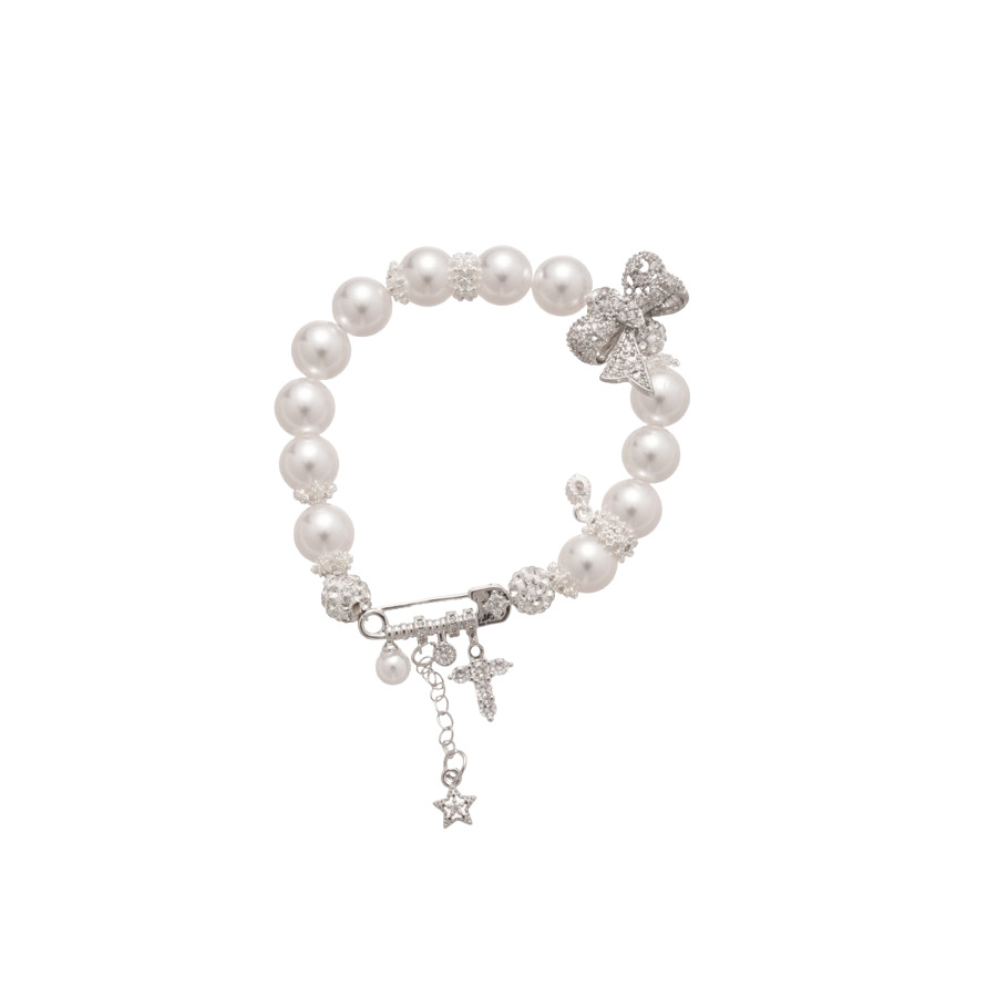 Zircon Bowknot Cross Pearl Light Luxury High-end Feel Bracelet Small Niche Temperament Versatile Jewelry for Women - view 9