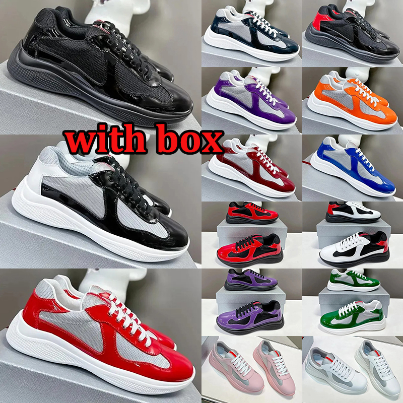 with box american cup sneakers designer men women cups casual dress shoes patent leather shoe black white navy blue mens womens outdoor sports trainers