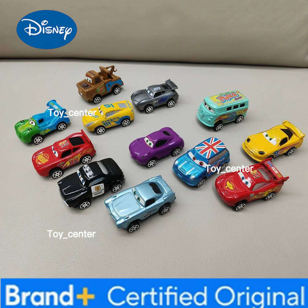 Disney 12pcs/Set Hot Sale Pixar Cars Lightning Mcqueen Jackson Storm Mater Pvc Model Back-Force Car Toy For Kids Birthday Gift Set H260113