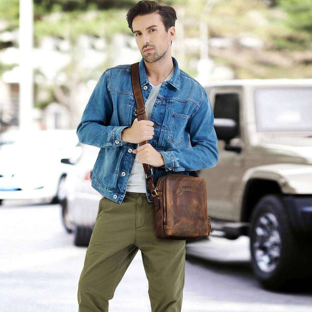 Luxury shoulder bag handbag Hobo CONTACT S genuine leather men's messenger retro mini high-quality men's crossbody bag SENYY