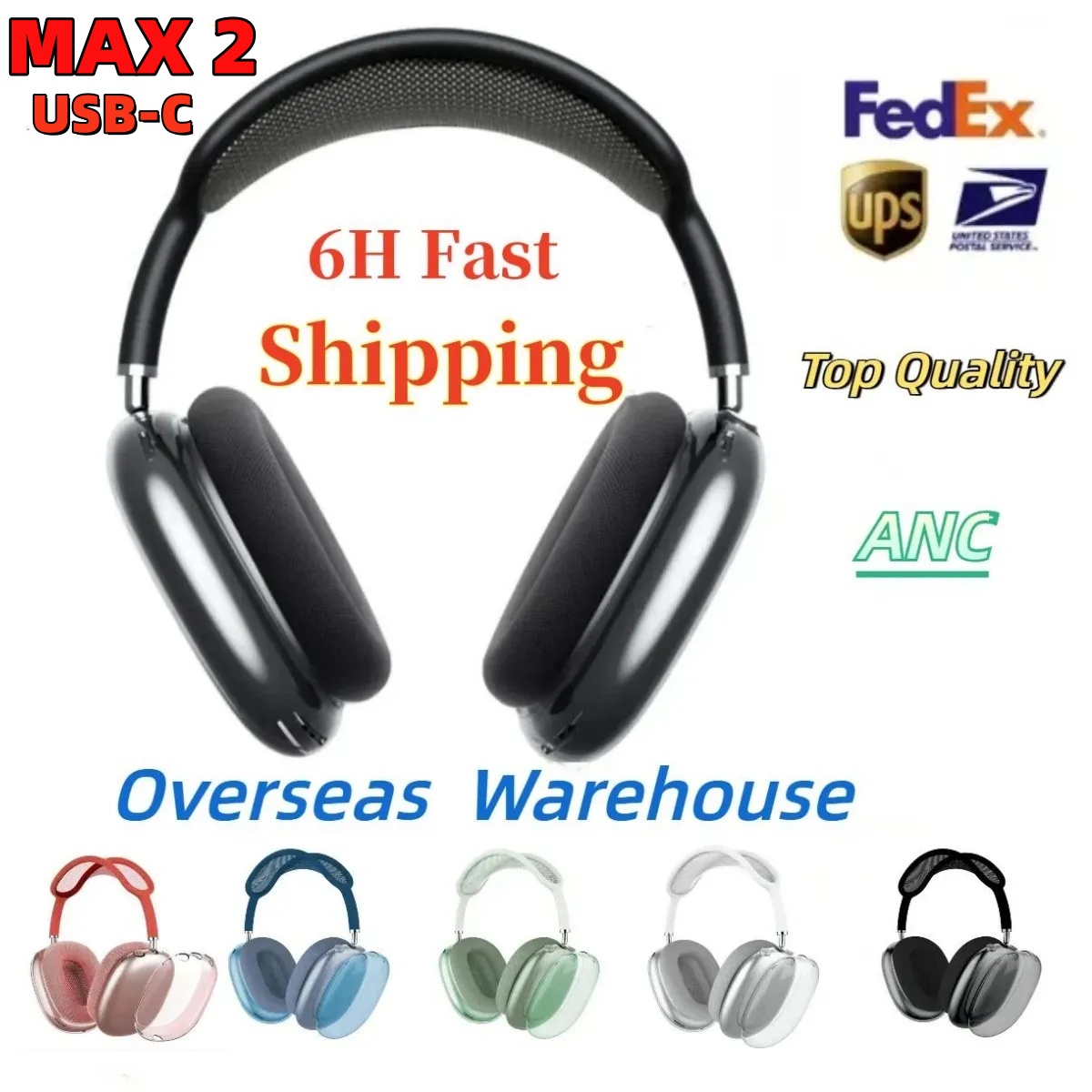 For Top quality Airpod Max 2 3 4 ANC Wireless Headphone Bluetooth Earphones Accessories Max Pro Headset TPU Case Silicone shell airpod Pro max Headphones