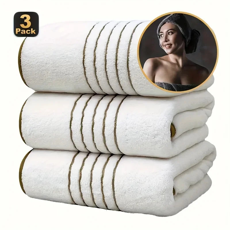 3pcs Ultra-Soft Coral Bath Towel Set Quick-Dry Spa Gym Towels Large Bath Sheets Lightweight Highly Absorbent 260113 - view 7