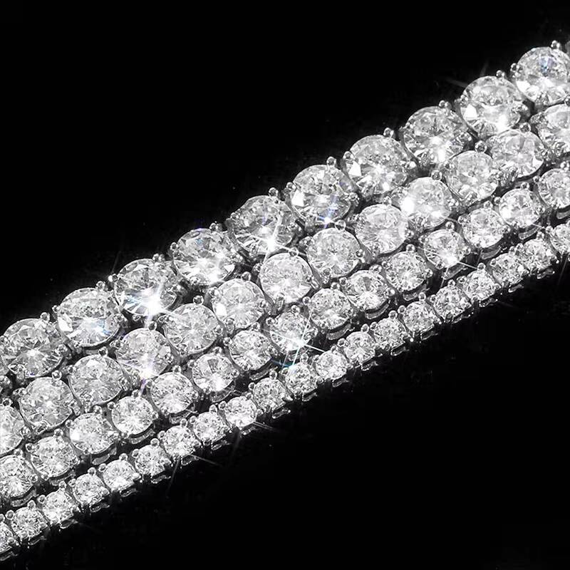 6MM VVS Moissanite Diamond Tennis Chain Necklace 925 Sterling Silver Iced Hip Hop Style Factory Wholesale Price for Men Women
