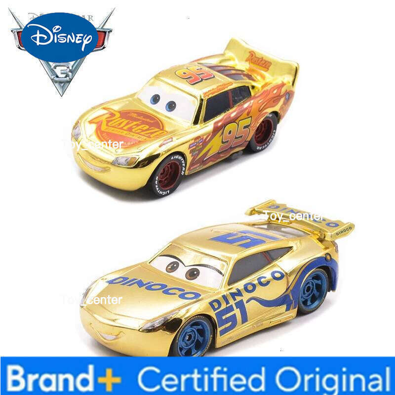 Disney Pixar Cars 3 Metal Diecast Vehicles Gold Color Lightning McQueen Dinoco Cruz Ramirez Car Toy Birthday Holiday Gifts H260113