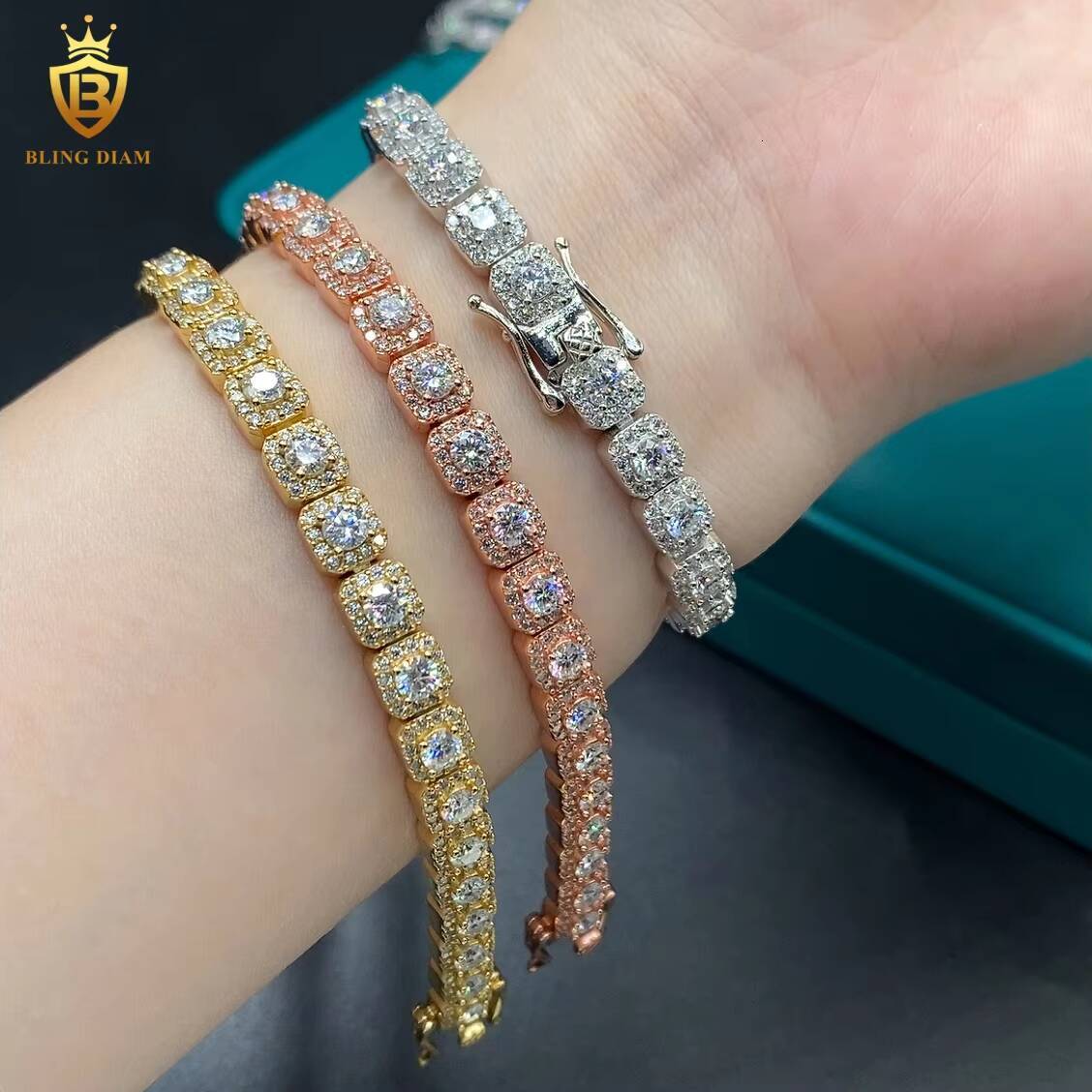 Wholesale Price Moissanite Bracelet Tennis Chain VVS Round Brilliant Cut Moissanite Bracelet 925 Sterling Silver Fashion Jewelry
