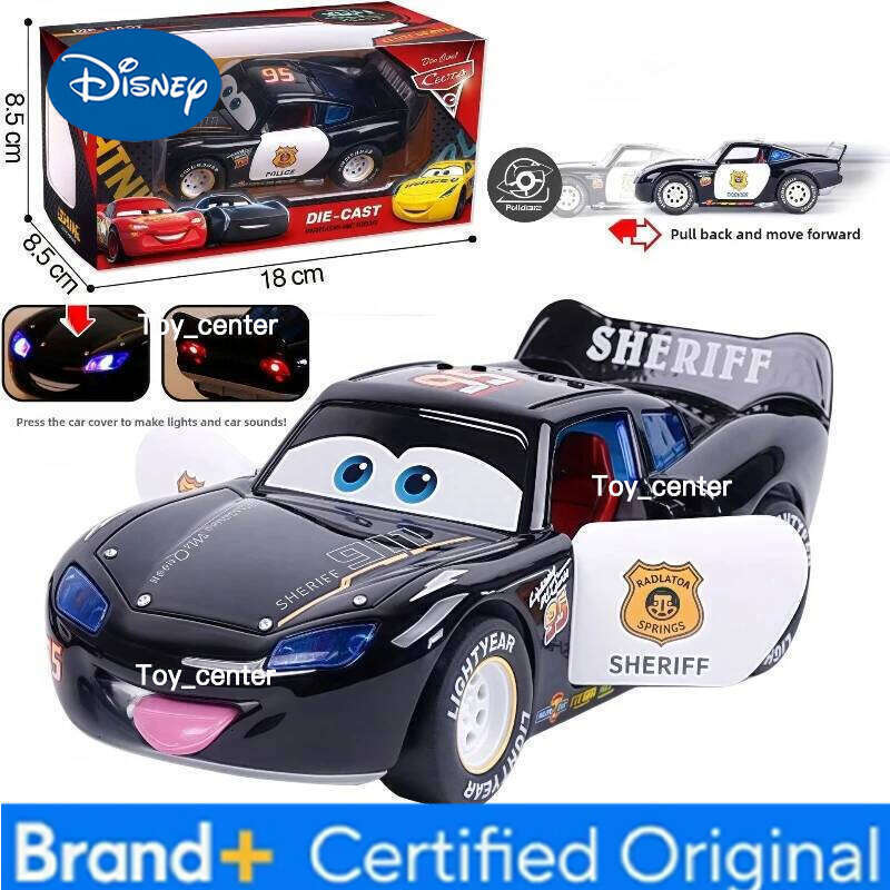 Disney Pixar Cars 1:32 Lightning McQueen Alloy Diecast Car With Light And Sound Rear Wheel Return Force Toys Kids Birthday Gifts H260113