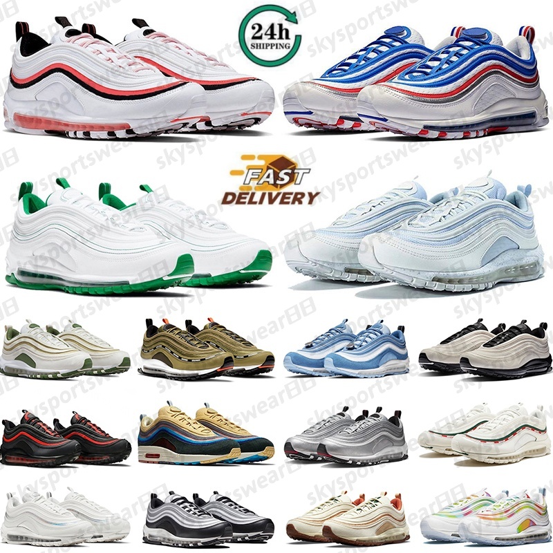 designer shoes 97s Running Shoes Sneaker Triple Black White Silver Bleached Coral Iron Grey Metallic Gold Sail Sesame Bone Mens Trainers Sports Sneakers 36-45 P13