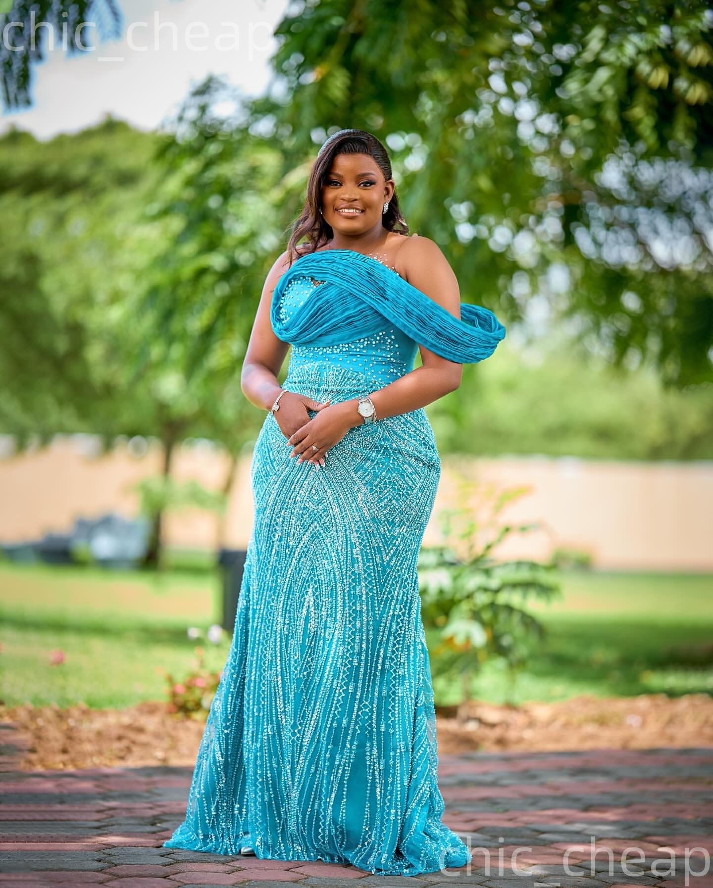 Aso Ebi Sky Blue Mermaid Prom Dresses 2026 Sheer Neck Crystals Sequined Evening Formal Party Second Birthday Engagement Gowns Dress For Special Occasi