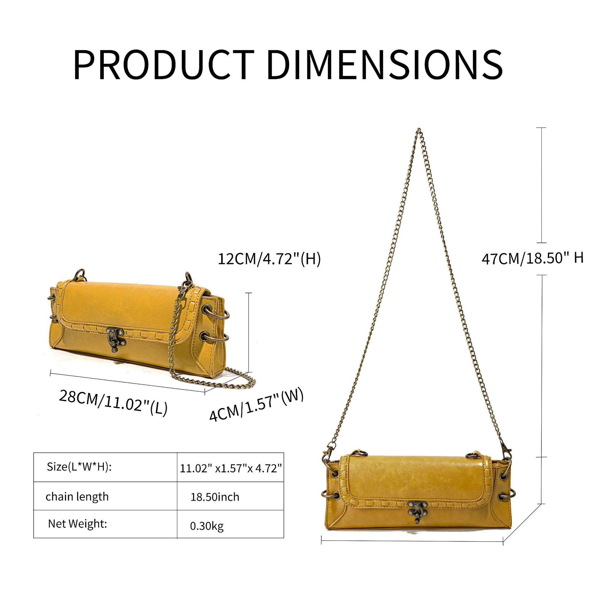 Shoulder Bags Fashionable Versatile Long Style Clutch Bag Women Vintage Turn Lock Fake Leather Shoulder Bag with Chain