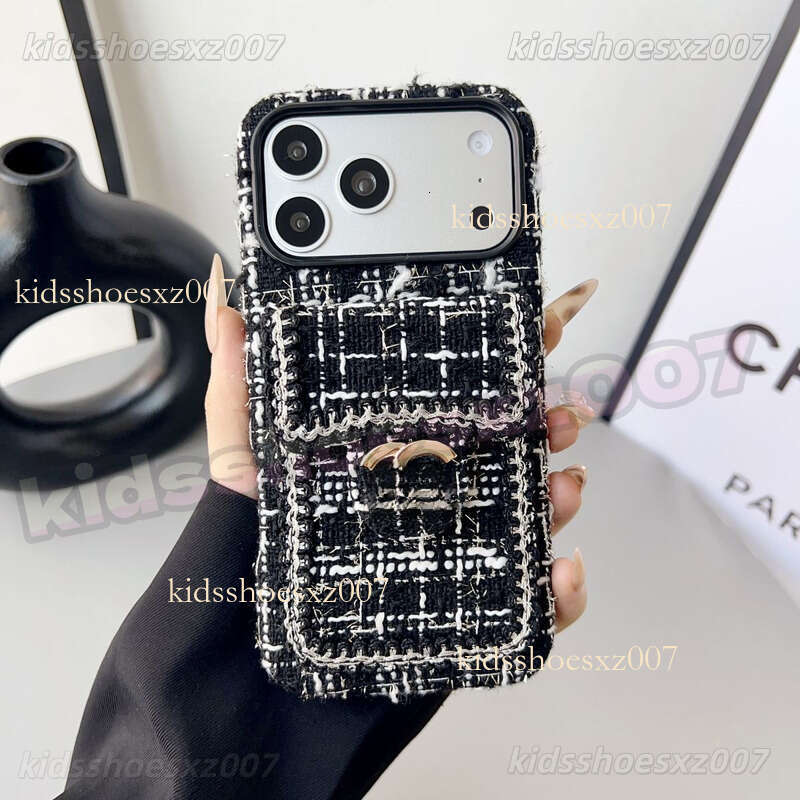 C Iphone Case Designer Channels Phone Case With Wallet Max Iphone17 Pro Max Case Iphone17 Pro 17 16 15 Wool Card Holder Lanyard Womens Luxury Style Phone Case