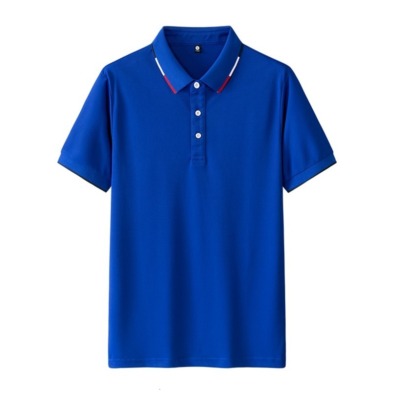 Ice Silk Men's Summer Trend Solid Color Cultural Top Business Short Sleeve T-Shirt Polo Shirt Workwear
