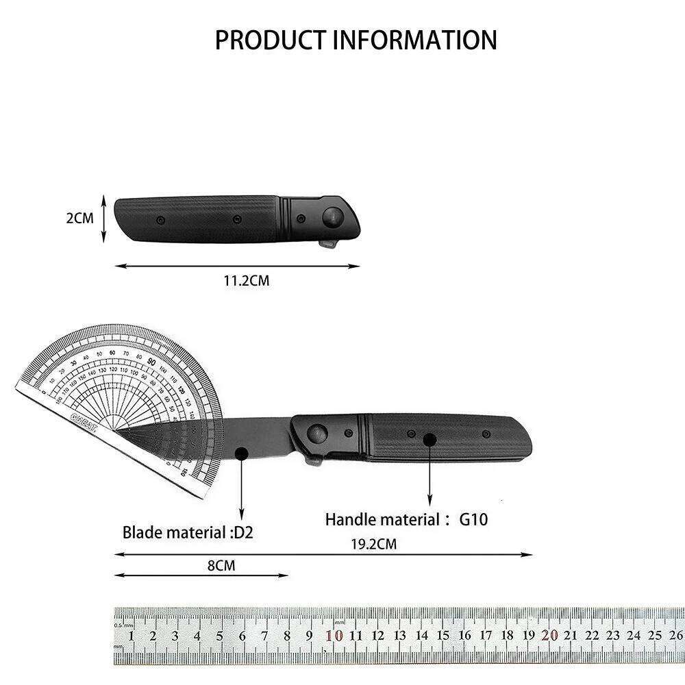 Outdoor Survival D2 Steel Tactical Folding Multifunctional Camping Self-Defense EDC Knife G10 High-Quality Outdoor Equipment