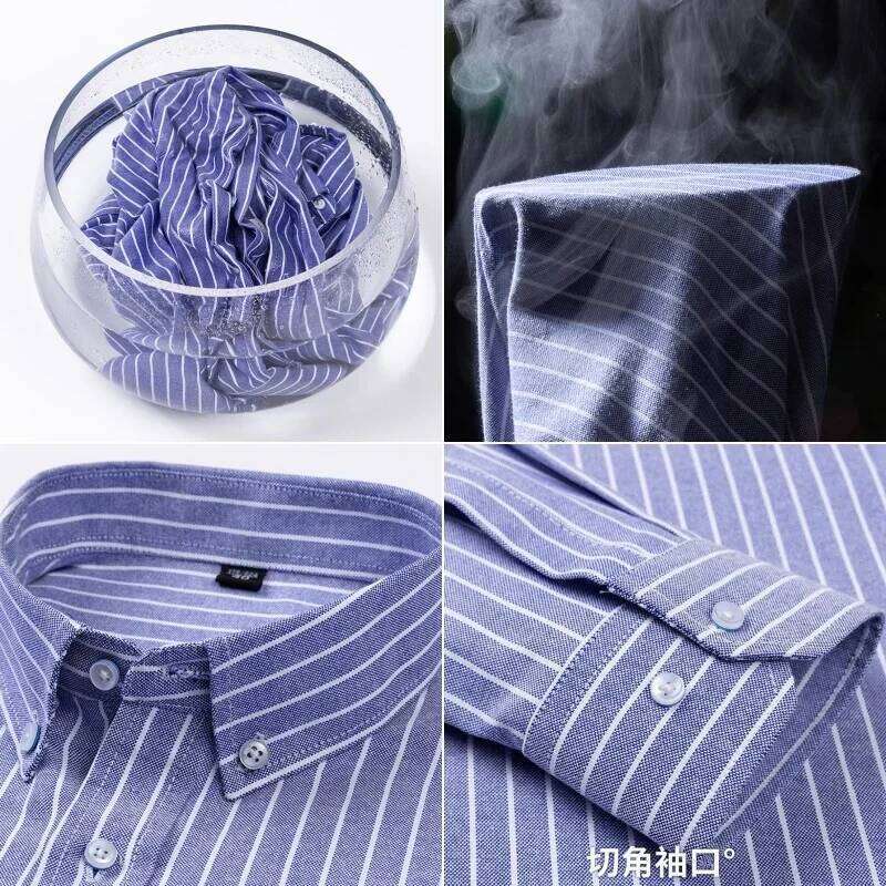 Men's 100% Cotton Long Sleeve Plaid Oxford Casual Solid Color Print Regular Fit Formal Dress Shirt Oversized 5XL 6XL 7XL 26L0113