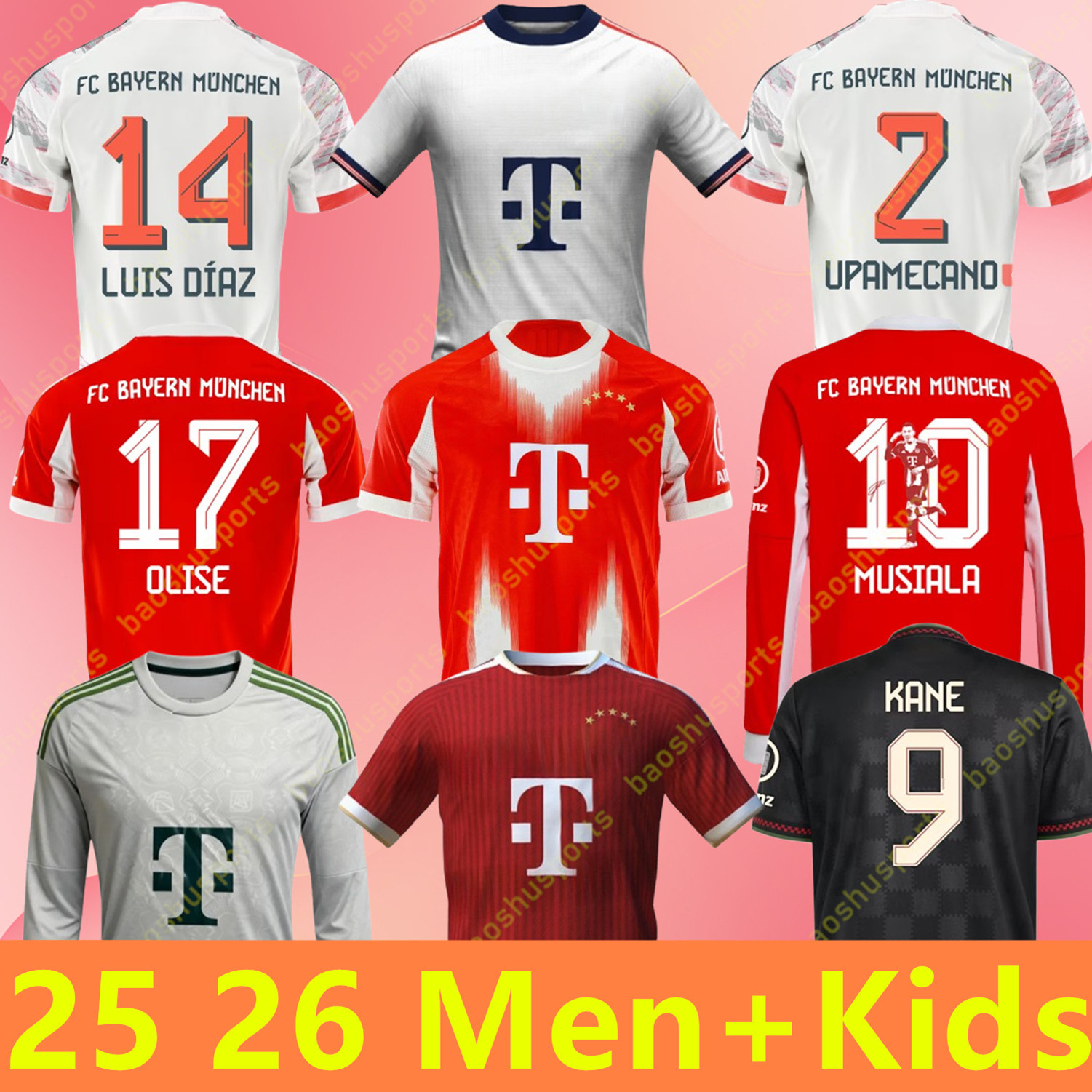 25 26 27 KANE OLISE soccer jersey BAYERNs munich FANS Player Vertion 2025 2026 2027 Upamecano MULLER 125th anniversary football shirt Men Kids sets MUSIALA LUIS DIAZ