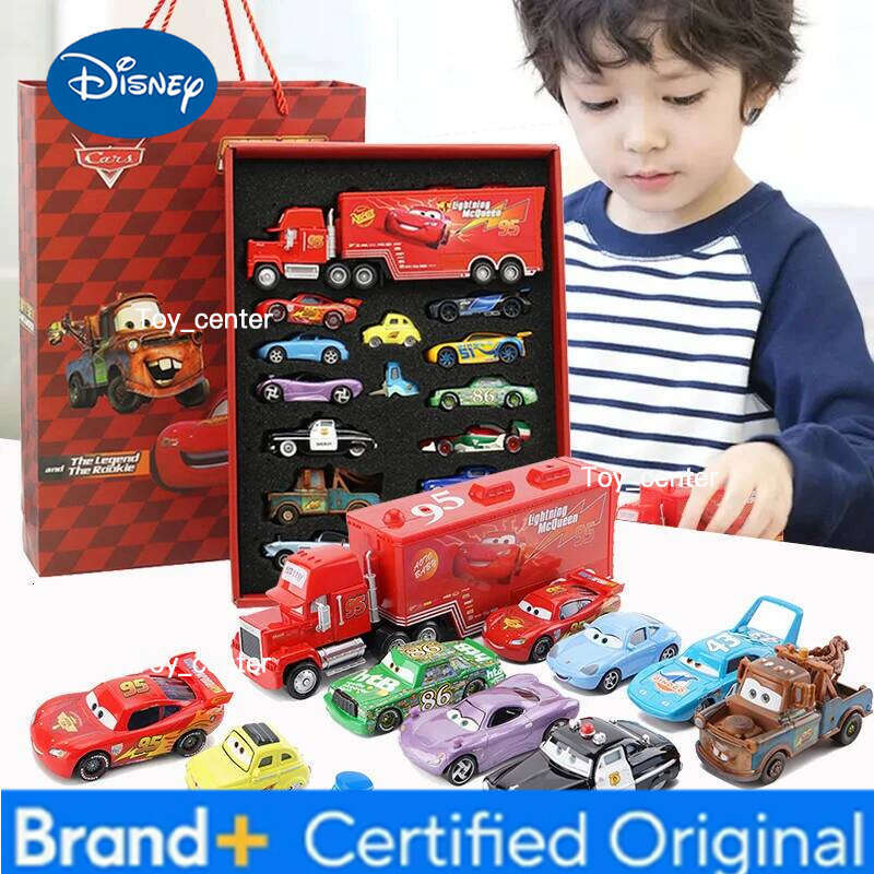 Disney Pixar Cars McQueen Mater Mack Uncle Truck Alloy Diecast 1:55 Model Radiator Springs Town 15/13/8 Pcs Car Boxes Gift H26011311