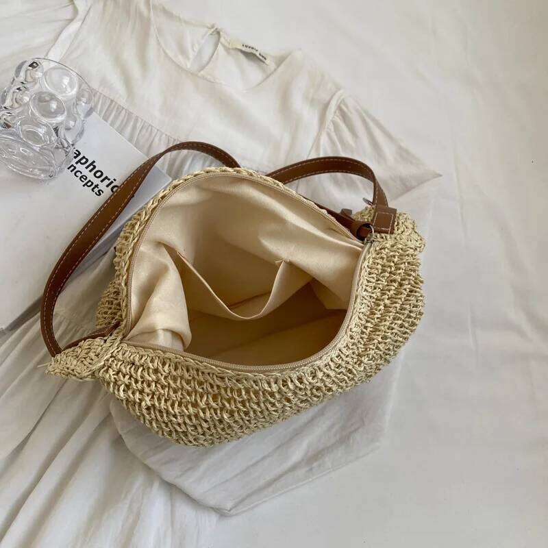 Women's Woven Handbag Luxury Designer Beach Large Capacity Female Straw Hobo Bag Fashion Travel Shoulder Crossbody Bags