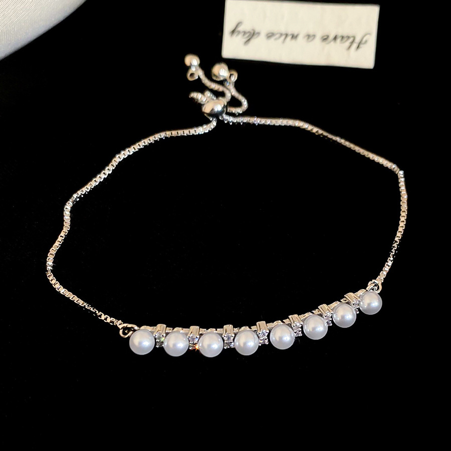 French Style Zircon Flower Pearl Bracelet Light Luxury High-End Niche Elegant Wristband Daily Versatile Women's Jewelry - view 6