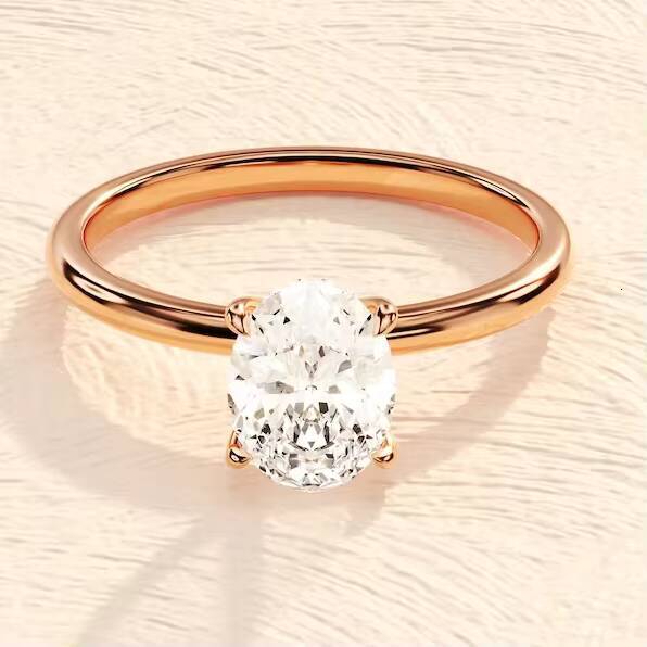 1CT Oval Cut VVS Moissanite Engagement Wedding Ring 925 Sterling Silver Gold Plated Beautiful Moissanite Rings