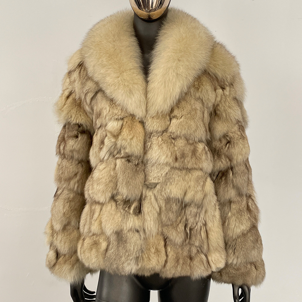 Thick Warm Coat Natural Fox Fur Coat Womens Winter Warm Fur Jacket Plus Size Coat Womens Tank Top Coat Beig 241112