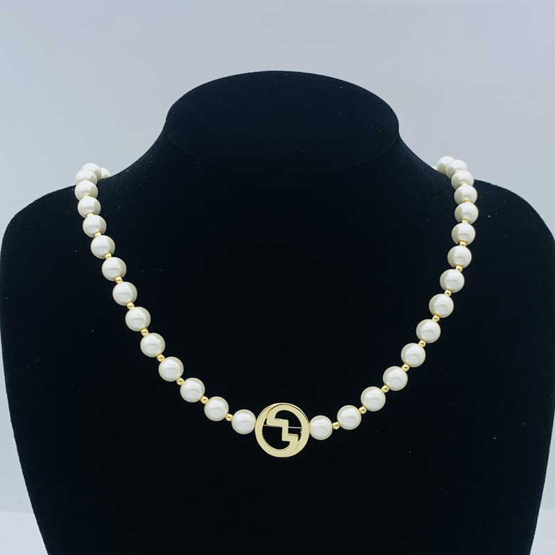 Exquisite Necklace with Pearl Flower Design Crystal Letter Women's for Special Occasions Parties Elegant and Stylish Jewelry Brass Copper Never Fading