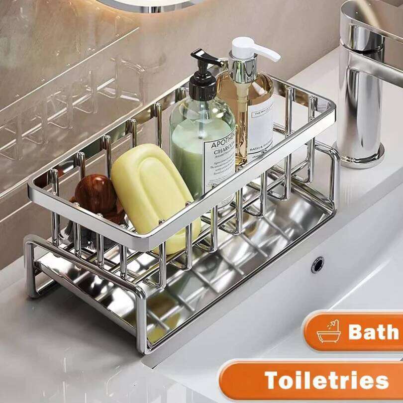 Sink Cleaning Tools Storage Kitchen Multifunctional Stainless Steel Drain Rack for Sponge Cleanser Organizer Rag Hanger 26Y0113