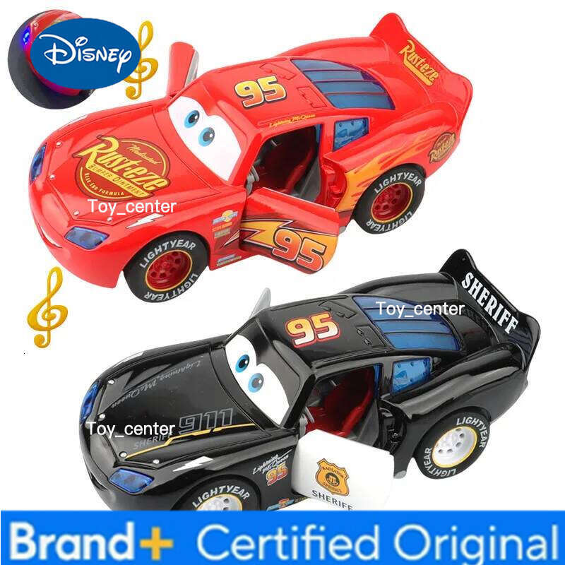 Disney large size Pixar Cars Sound and light Sheriff McQueen 1:32 Alloy pull-back vehicle Toy Children's Christmas gift H260113