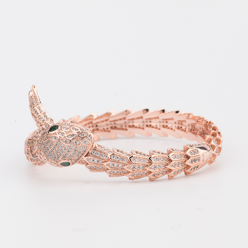 Bracelet Ring Jewelry Gold-Plated Copper Snake With Diamonds Bracelet Ring Personalized Creative Jewelry Bracelet Ring Wholesale