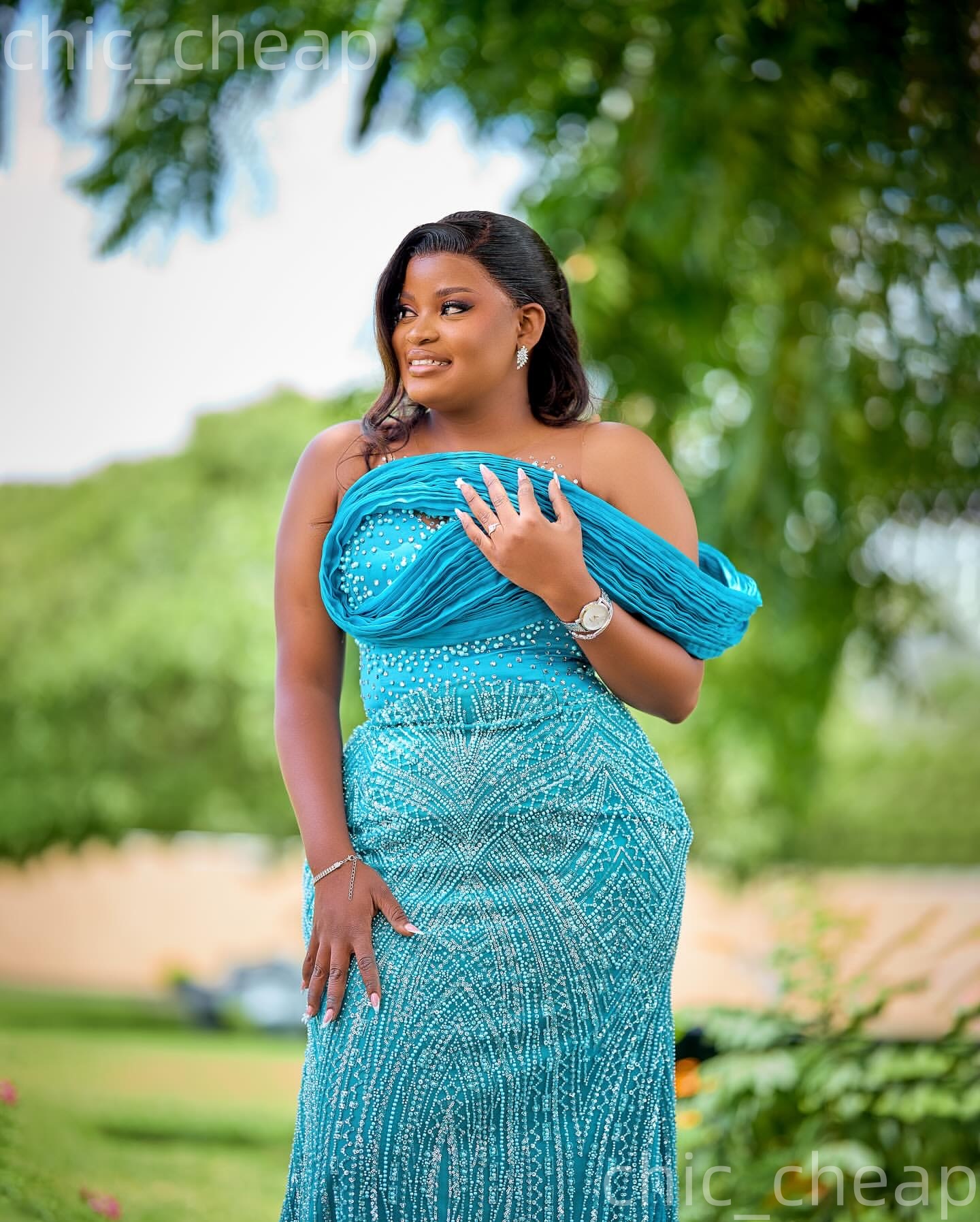 Aso Ebi Sky Blue Mermaid Prom Dresses 2026 Sheer Neck Crystals Sequined Evening Formal Party Second Birthday Engagement Gowns Dress For Special Occasi