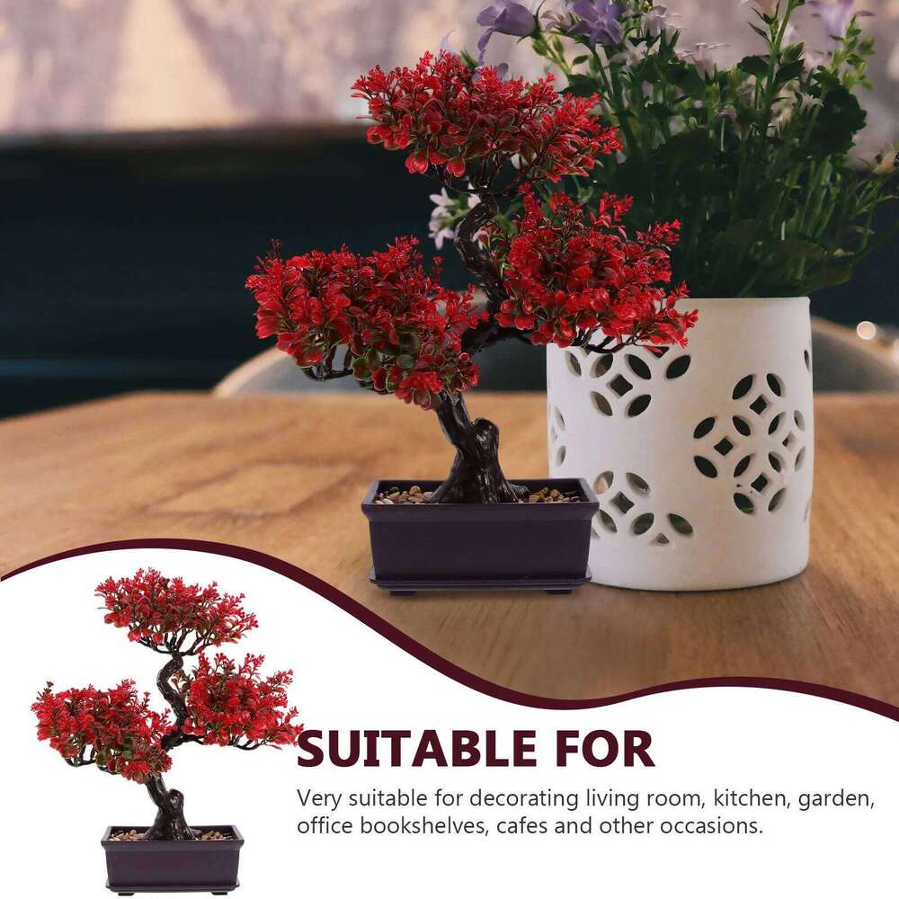 Fake Greenery Plant Artificial Potted Flowers Faux Plants Tree Simulation Guest Garden Table Decor 26H0113