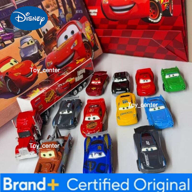Disney Pixar Cars 12Pcs Metal Diecast Models Lightning McQueen Jackson Uncle Truck Toy Gift Box for Kids Birthday H260113