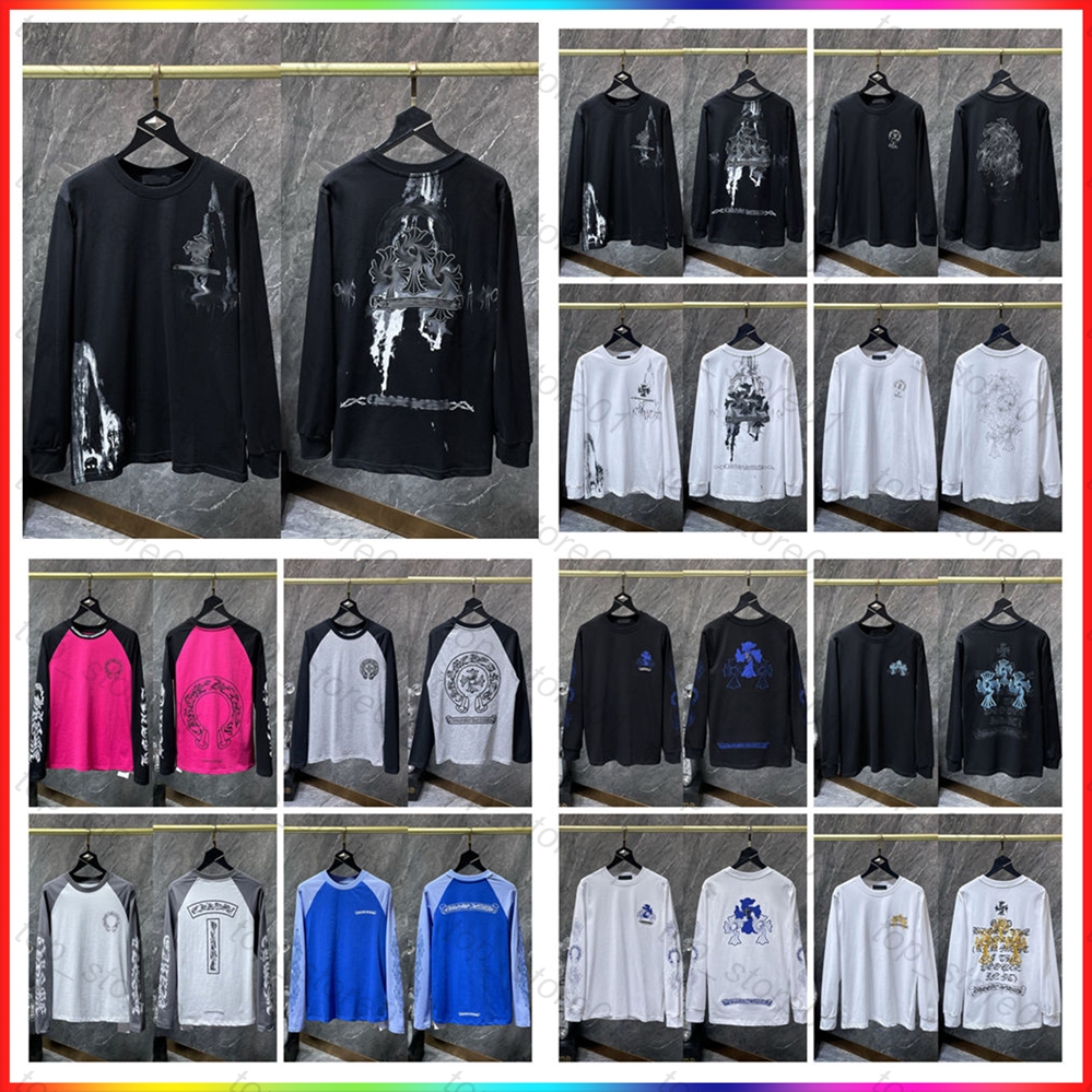 2026 designer clothes fashion mens clothing long sleeve t shirt summer graphic tee men women polo casual loose long sleeve shirts horseshoe sanskrit cross tops tees