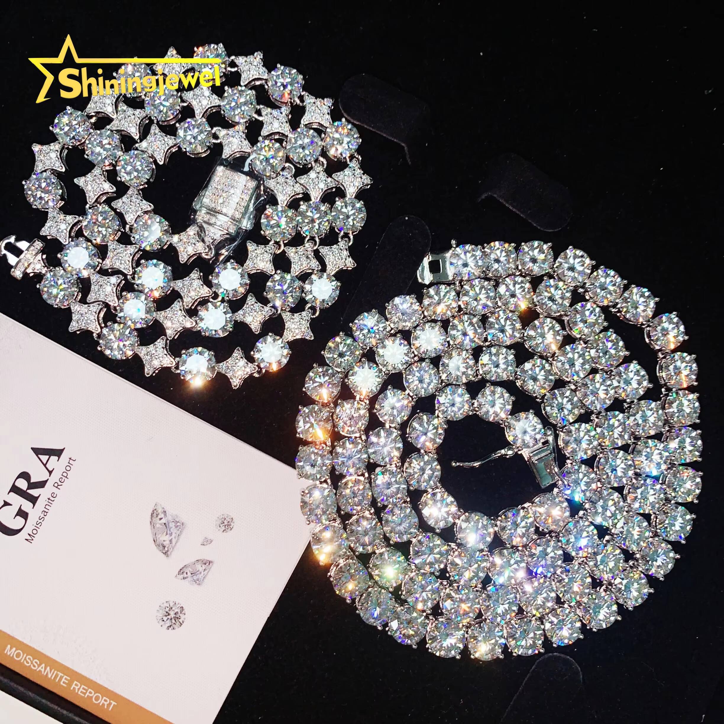 Ready Stocks 5mm Moissanite Tennis Necklace Bracelet Tennis Chain Moissanite 925 Solid Silver Gift for Girl