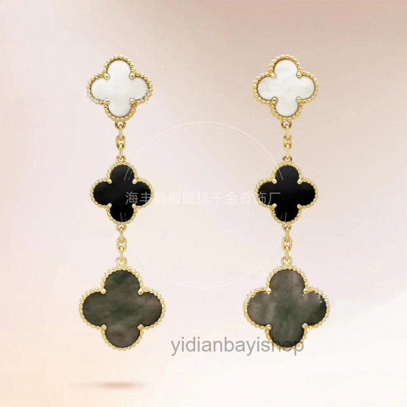 designer vanly cleef for women Four-leaf Clover Mini Earrings Natural Mother-of-Pearl 18K Gold Plated Earrings