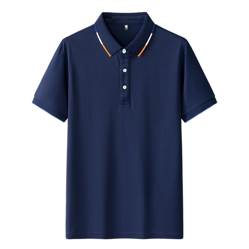 Ice Silk Men's Summer Trend Solid Color Cultural Top Business Short Sleeve T-Shirt Polo Shirt Workwear