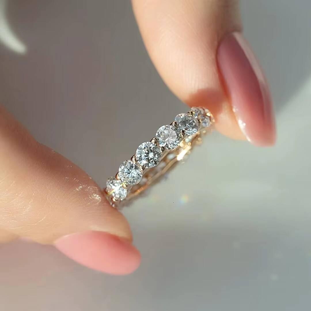 Custom 18K Gold Plated 925 Sterling Silver Wedding Band VVS 20mm Moissanite Eternity Ring for Men Women Fine Jewelry