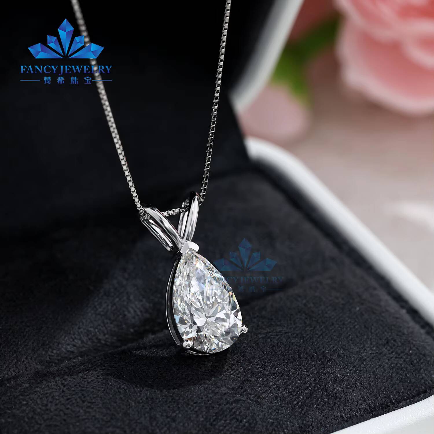 IGI Certificate Custom Pendant 1CT 2CT 3CT 4CT 5CT CVD Lab Grown Diamond VVS VS Pear Cut 10K 14K 18K Gold Fine Pendant Necklaces